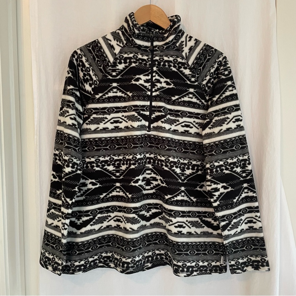 Eddie Bauer Black and White 1/4 Zip Fleece